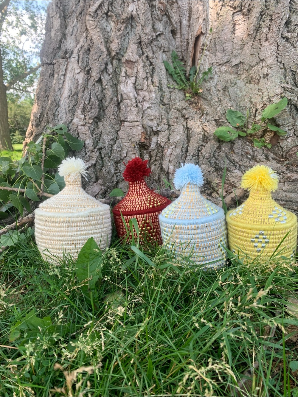 NEW Handwoven red Decorative Storage Basket with Lid